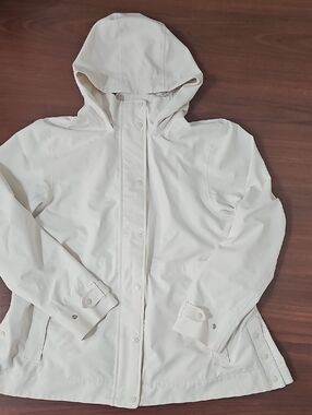 Athleta Ivory Hooded Trench Coat